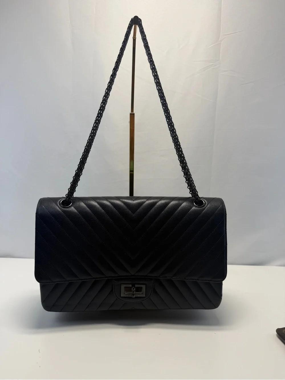 Chanel So Black Reissue 2.55 Flap Bag Chevron Aged Calfskin 227